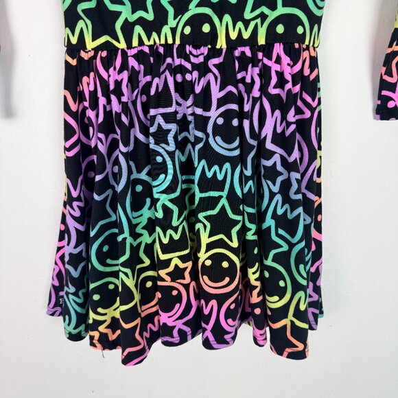 Pixie Lane Ombre Happy Face Star Dress Long Sleeves Black Girl's Size 7 EUC - Picture 9 of 9
